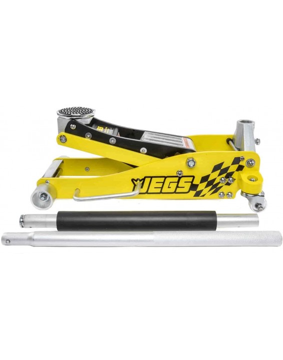 JEGS Professional Low-Profile 3-Ton Aluminum Floor Jack | 3 ½ Inch Minimum Saddle Height | Lightweight Construction | 360 Degree Rotating Saddle